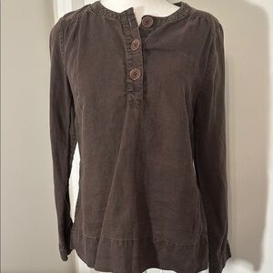 Boden Women’s Linen Brown Long Sleeve Shirt Sz 10